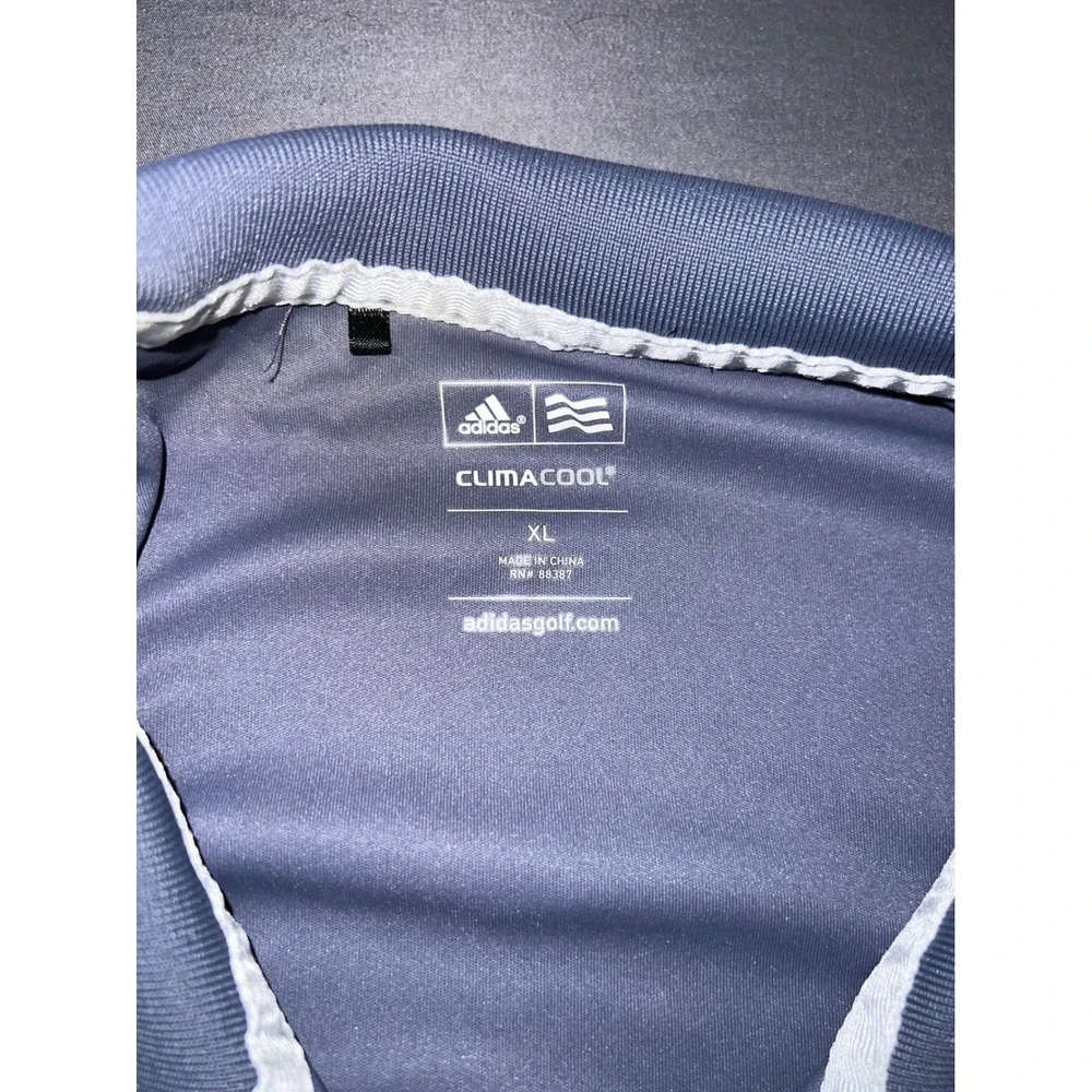 Adidas Golf ClimaCool Polo Shirt Mens XL Navy Blue Geometric Shoulder Graphic
